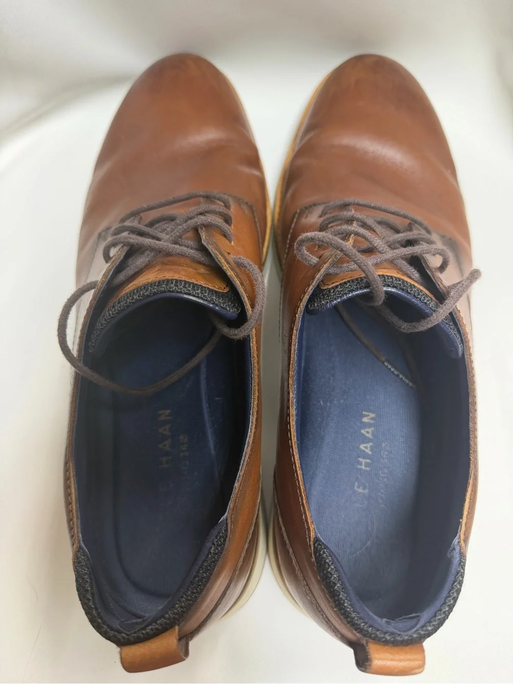 Cole Haan Brown Leather Derby Shoes with Contrast Sole